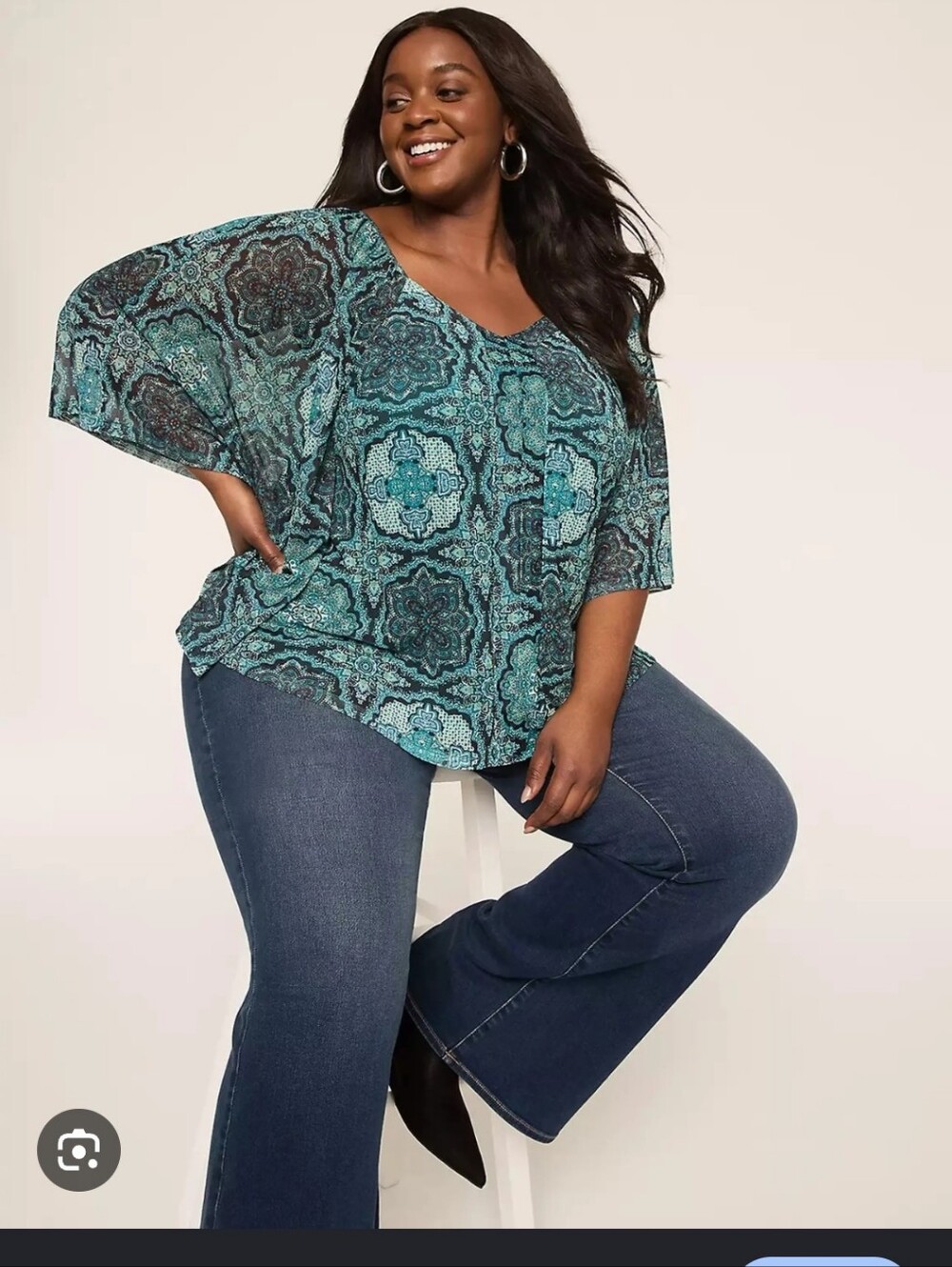 Lane Bryant NWT teal and black patterned Shirt Blouse Plus Size 18/20